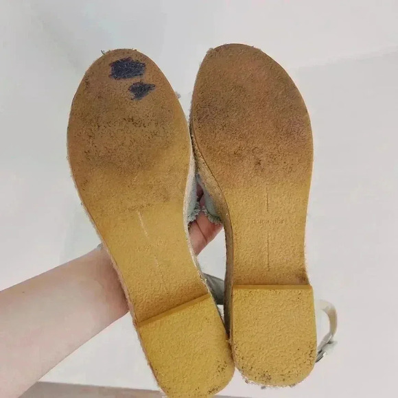 Dolce Vita Denim Platform Sandals Wedges Blue Cream Woven Women's Size 9.5 - Picture 12 of 12